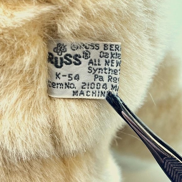 RUSS Tan Bear "Get Well" Plush Stuffed Animal Toy Pink Cold/Hot Pad on Head VTG - Picture 7 of 8